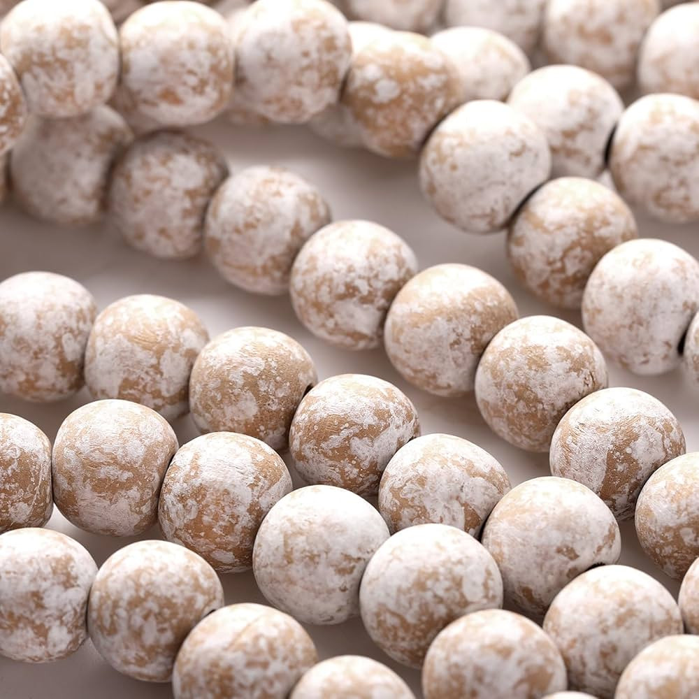 2 Pcs 18 ft Boho Christmas Wood Bead Garland Vintage Natural Wooden Beads Garland Decorative Rust... | Amazon (US)