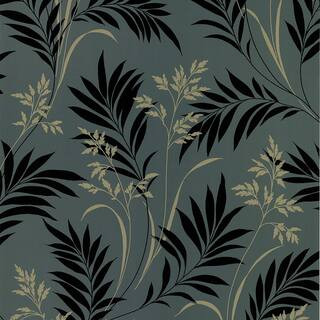 Midori Black Bamboo Silhouette Black Wallpaper Sample | The Home Depot