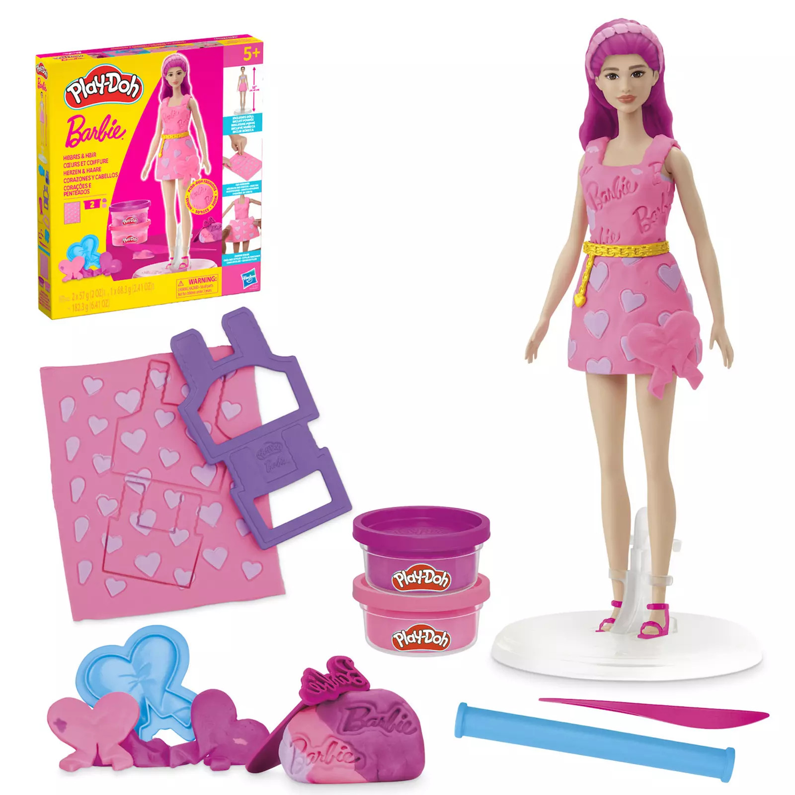 Play-Doh Barbie Hearts & Hair Doll Set, Multi | Kohl's