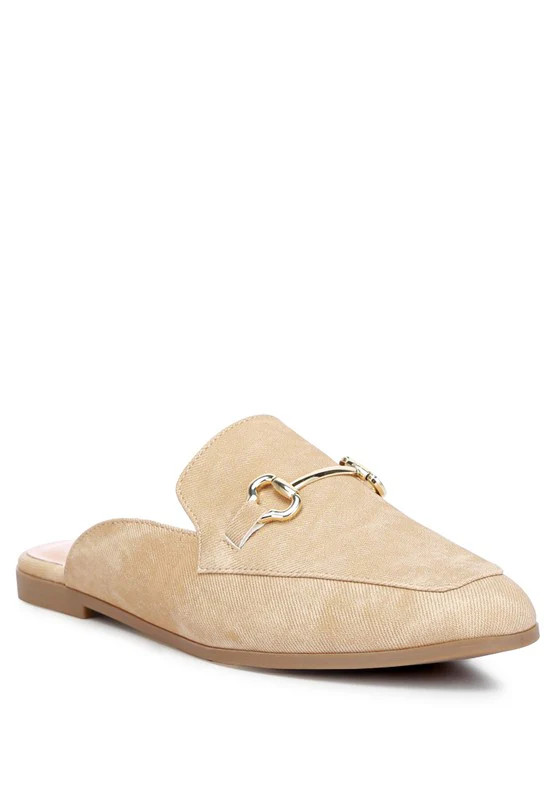 Horsebit Slip On Mules Beige / US-7 / UK-5 / EU-38 | Casual Chic Boutique