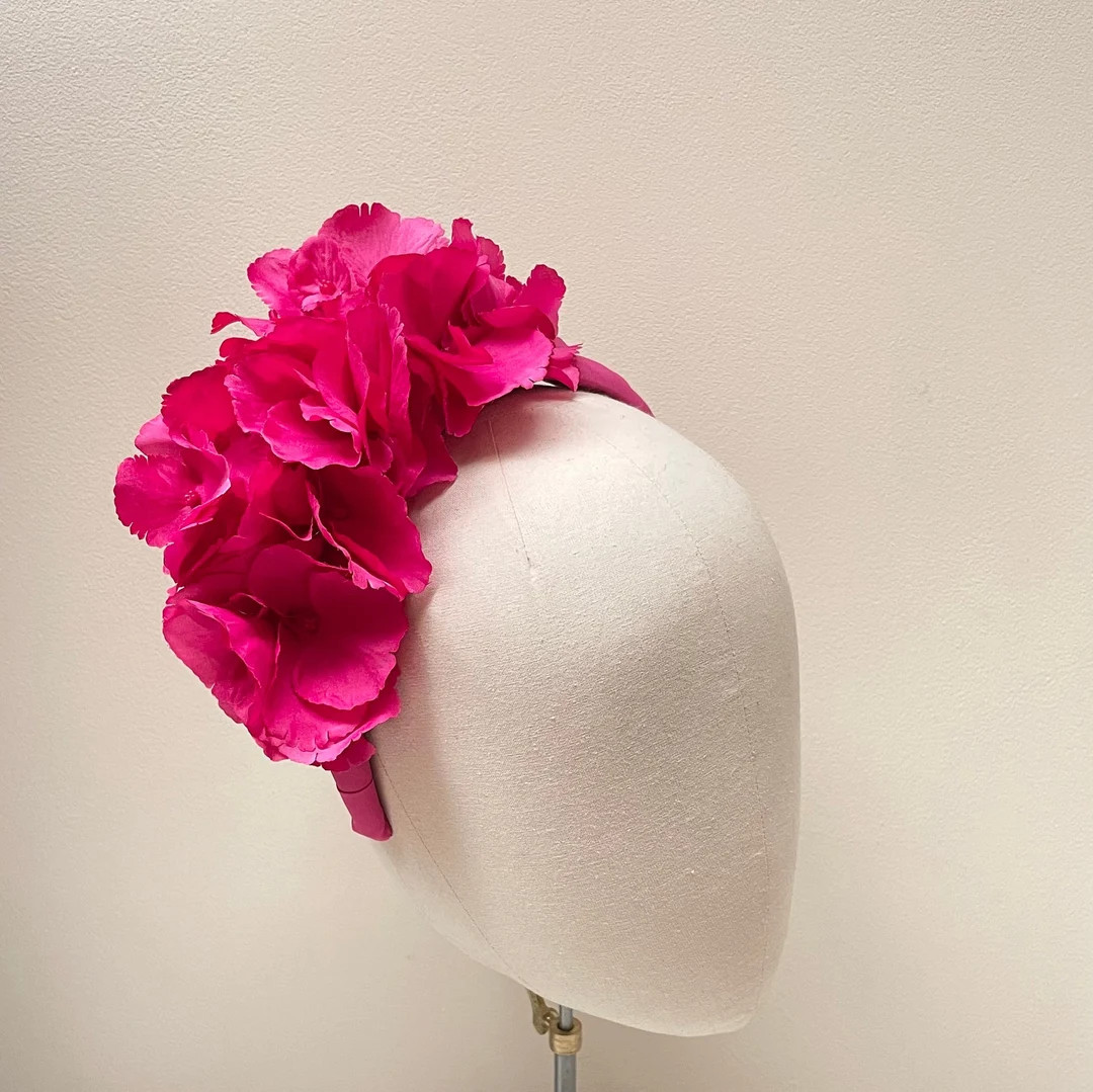 Hot Pink Hydrangea Headband Fascinator, Wedding Guest Races Occasion - Etsy UK | Etsy (Global)