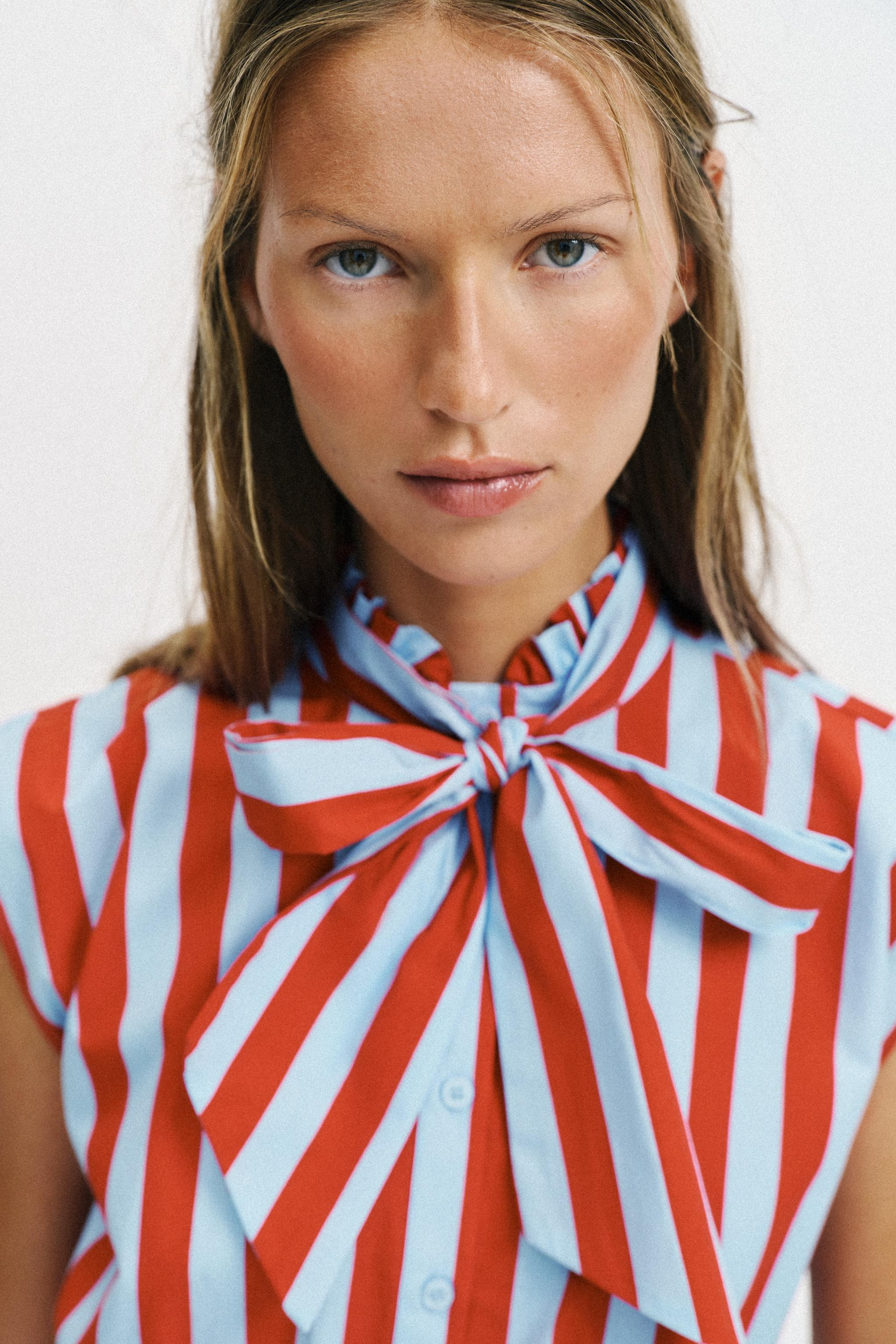 STRIPED KNOTTED SLEEVELESS SHIRT | Zara US