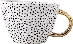 Large Stoneware Coffee Mug Modern Coffee Mugs Tea Cups with Golden Handle Ceramic -White and Blac... | Amazon (US)