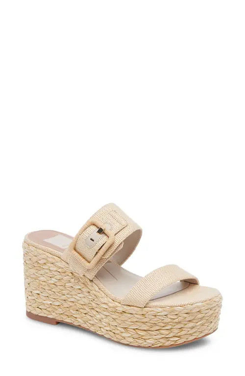 Dolce Vita Thorin Platform Slide Sandal in Natural Raffia at Nordstrom, Size 11 | Nordstrom