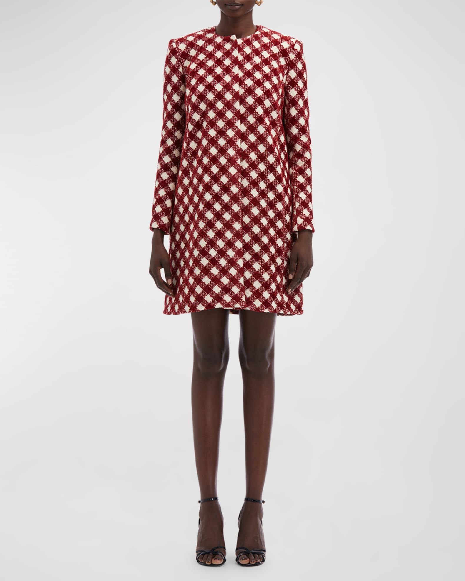 Oscar de la Renta Chenille Check Tweed Over Coat | Neiman Marcus