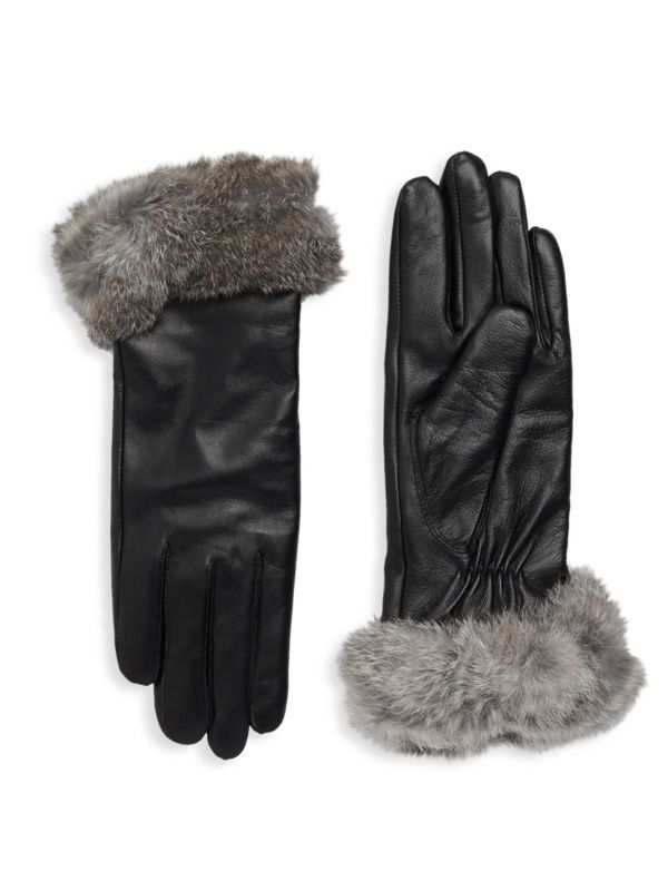 Surell Dyed Rabbit Fur-Trim Leather Gloves on SALE | Saks OFF 5TH | Saks Fifth Avenue OFF 5TH