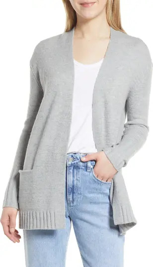 Collarless Open Front Long Cardigan | Nordstrom