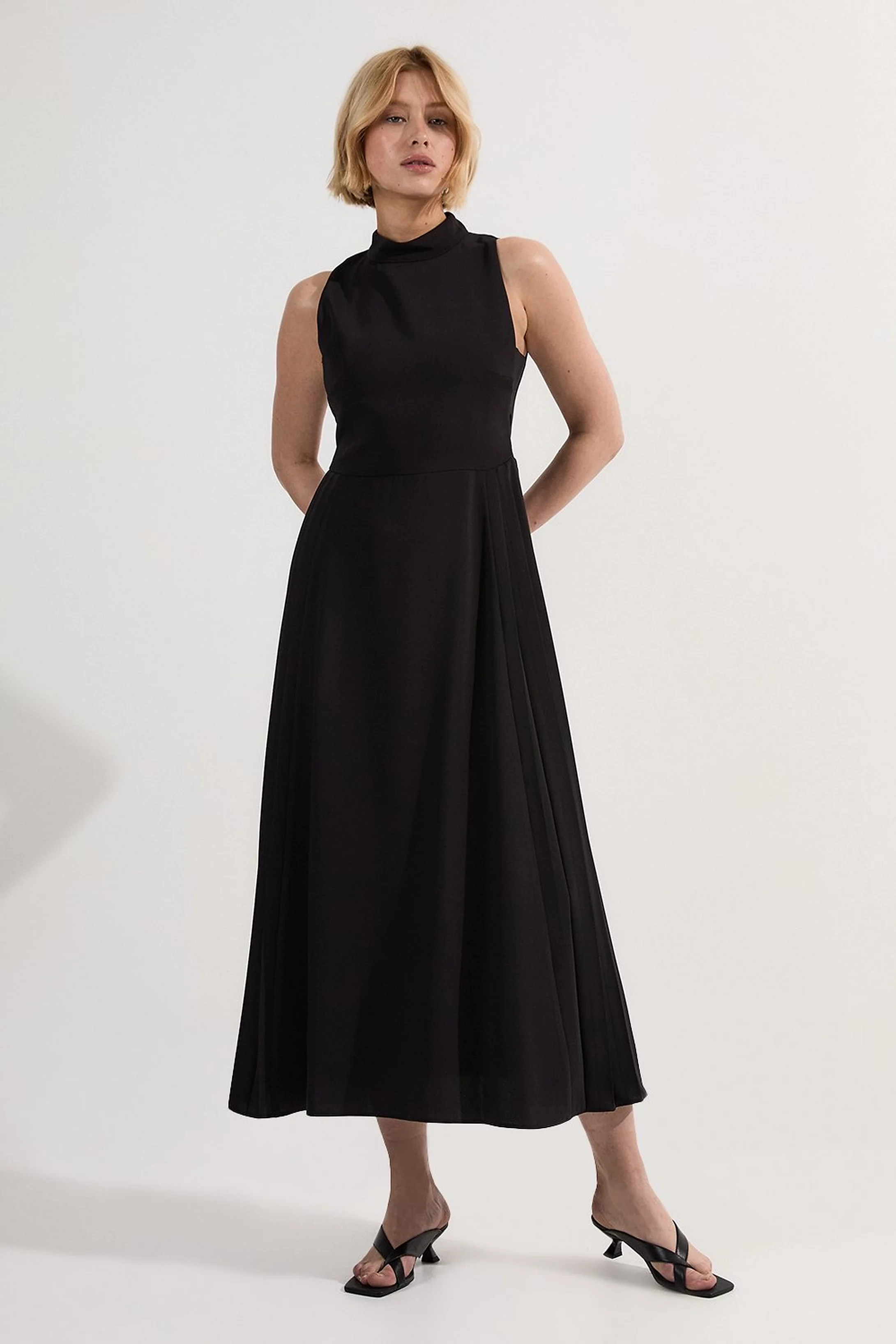 Soft Tailored Pleated Panel Midaxi Dress | Karen Millen UK + IE + DE + NL