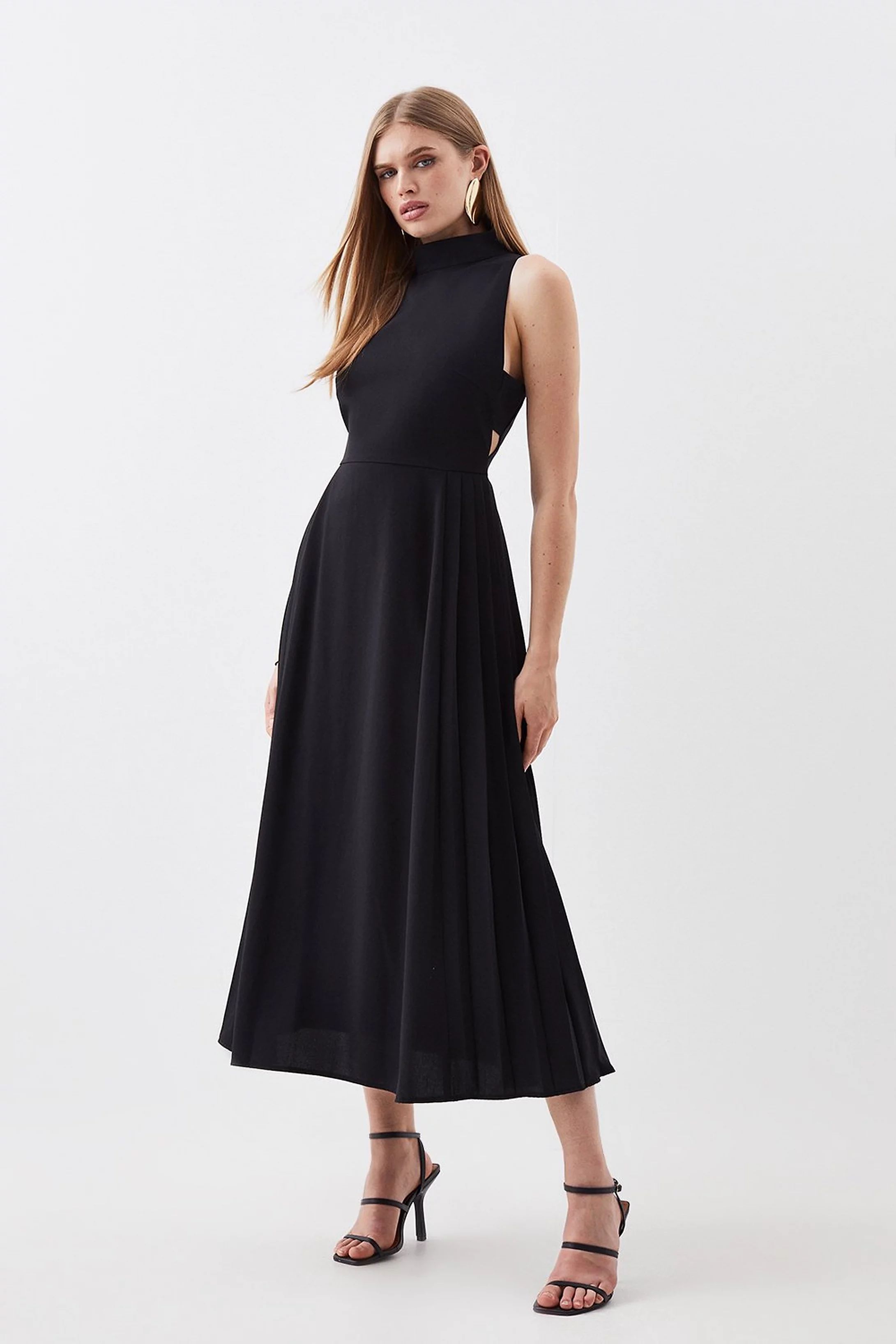 Soft Tailored Pleated Panel Midaxi Dress | Karen Millen US