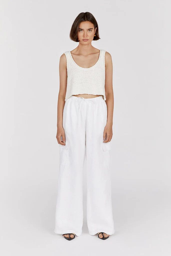 DION OFF WHITE BOUCLE CROP TOP | DISSH