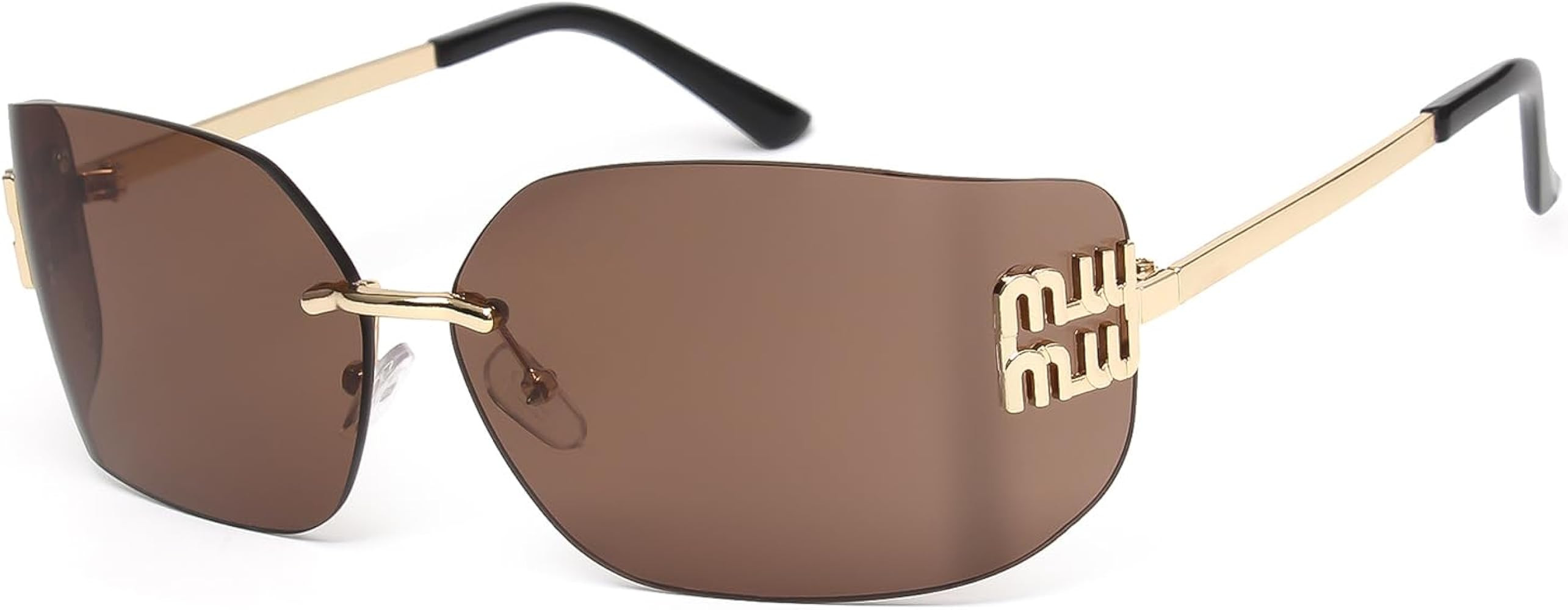 KENBO Futuristic Rimless Y2K Sunglasses for Women Men Fashion Wrap Around Frame Trendy Shield Fra... | Amazon (US)