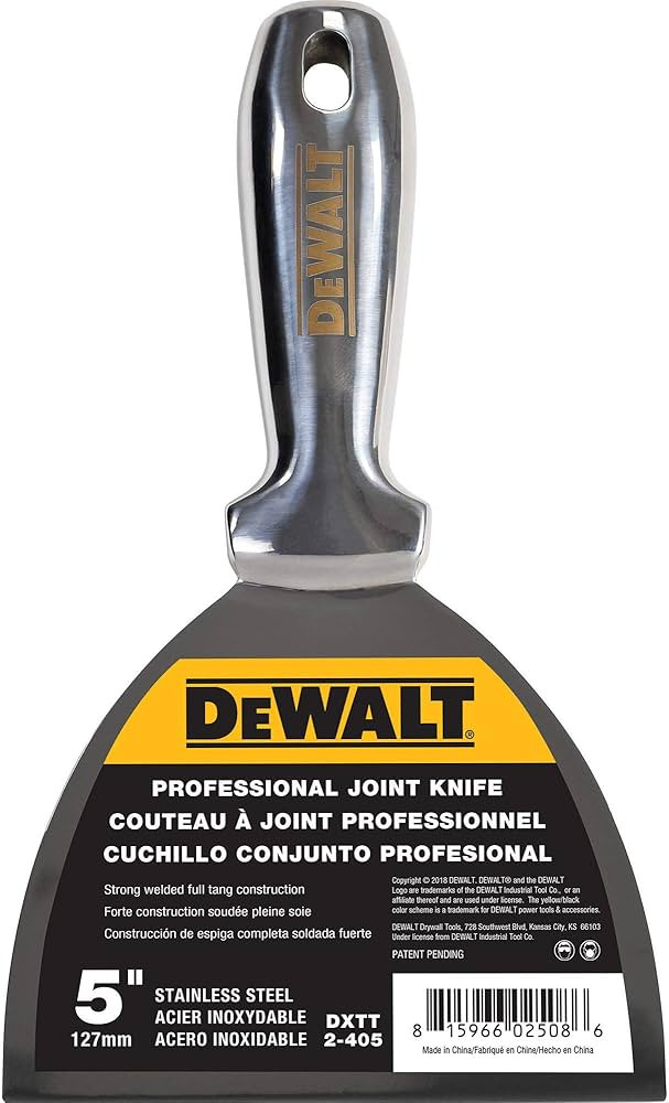 DEWALT 5" All Stainless Steel Joint Knife | One-Piece Premium Polished Metal Putty Blade | 2-405 | Amazon (US)