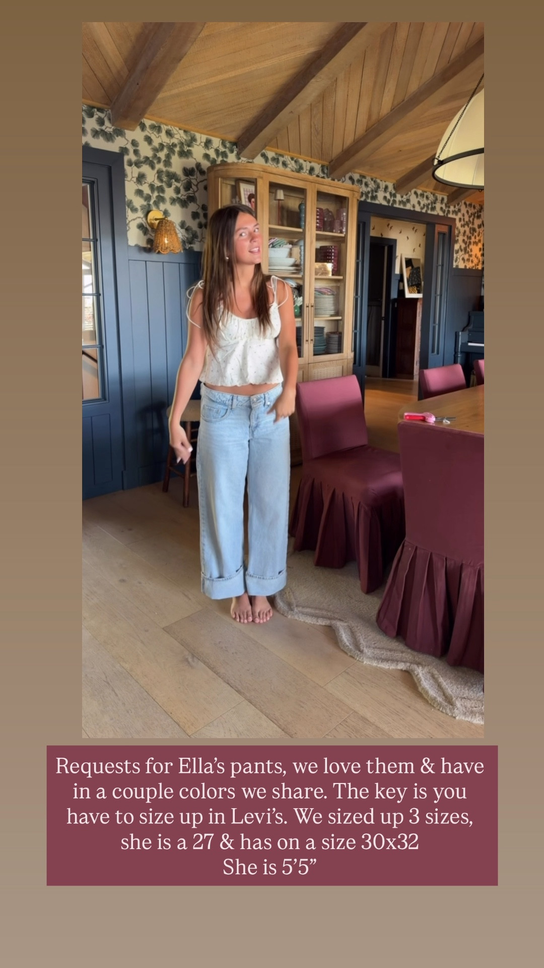 Superlow loose Levi’s 
Size up at least 2 sizes 