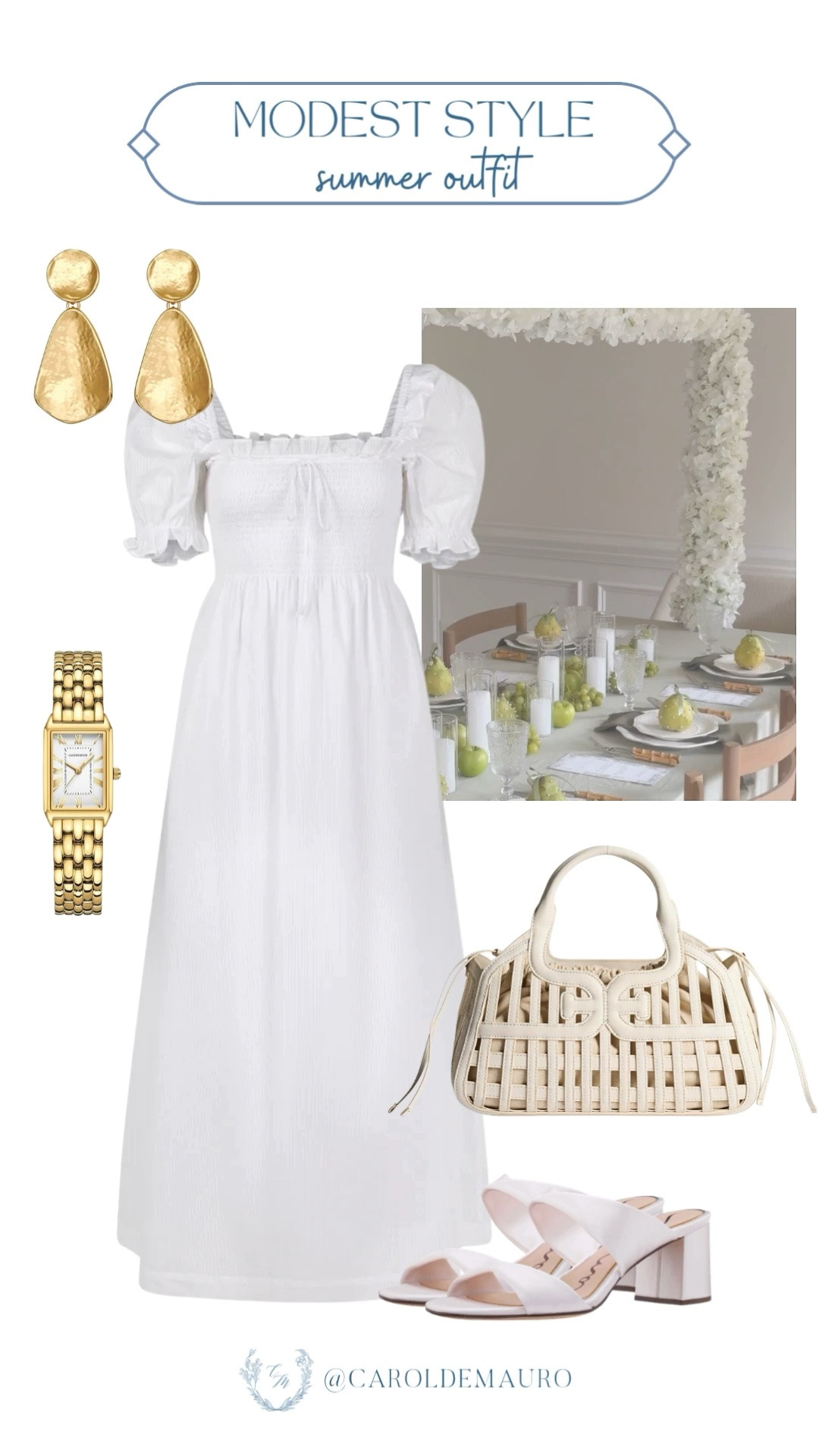 A white midi dress with gold accessories is the kind of modest summer look that feels effortlessly elegant no matter where you wear it.

summer outfit, summer ootd, modest outfit, outfit inspo, sundays best, petite fashion, block heel sandals

#LTKPetite #LTKootd #LTKU