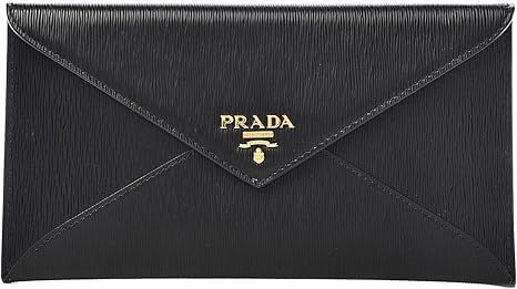 Prada Womens Saffiano Vitello Leather Envelope Clutch Bag 1MF175 Black | Amazon (US)