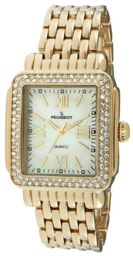 Peugeot Rectangle Deco Crystal Bezel Bracelet Dress Watch | Amazon (US)
