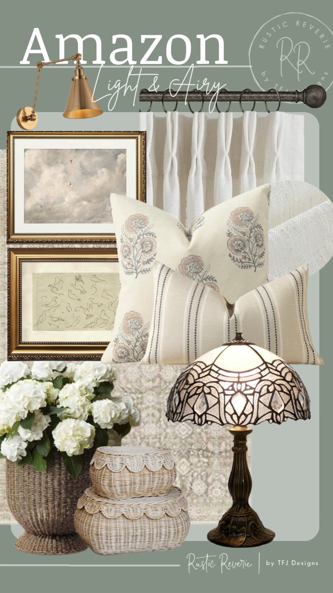 Spring always makes me want to create Light & Airy spaces! So, I rounded up so beautiful pieces to inspire you. 🖤 amazon creator favorites twopages two pages curtains pin h pleat throw pillows tiffany style lamp rug wicker rattan scalloped vase basket set wall art cottagecore french country cozy bright romantic feminine curated collected home decor styled

#LTKSaleAlert #LTKHome