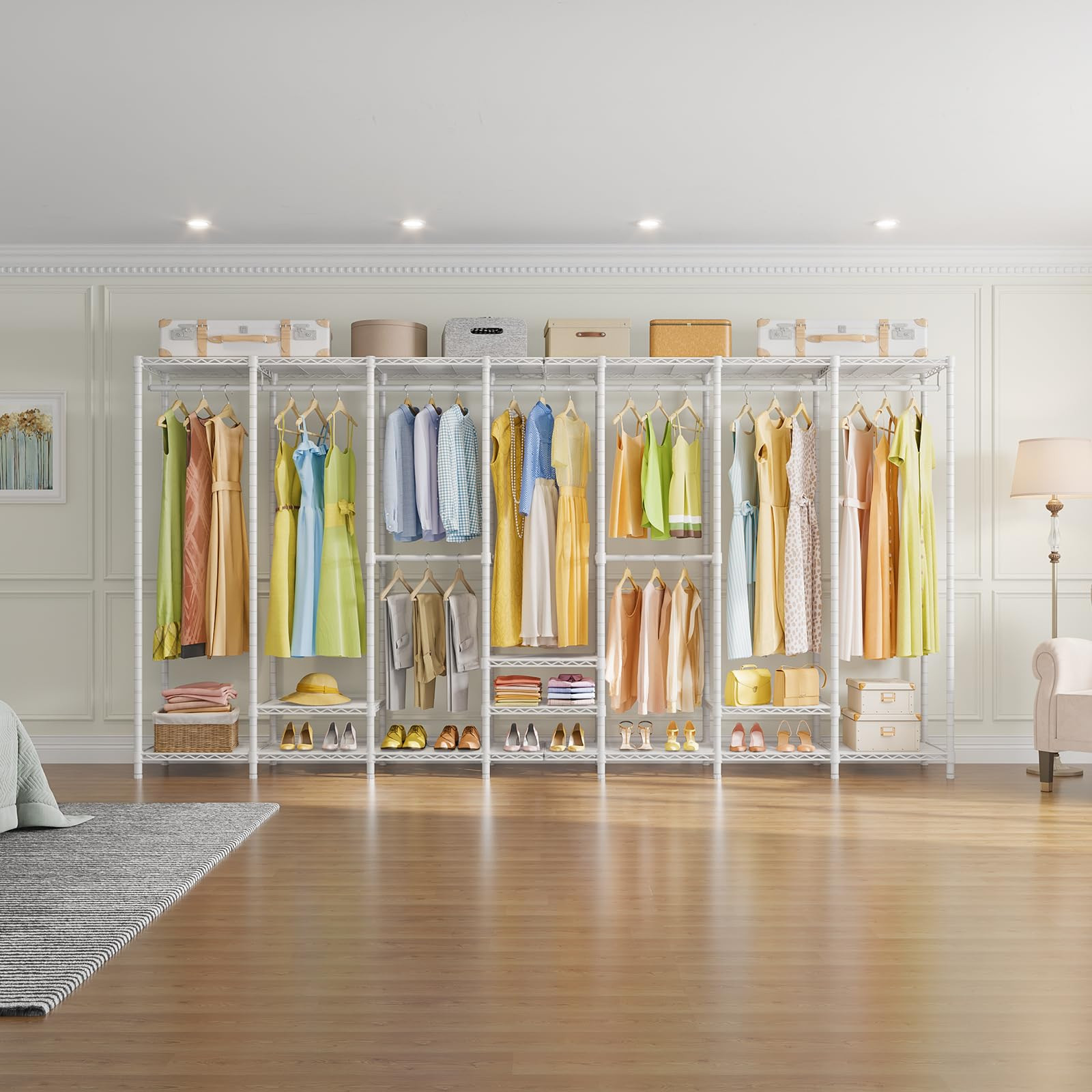 VIPEK V70 Extra Large Garment Rack Heavy Duty Clothes Rack, Freestanding Wardrobe Metal Closet for Hanging Clothes, Bedroom Organizer and Storage, Max Load 1670lbs, White | Amazon (US)