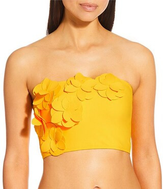 Antonio Melani Solid Rosette Detachable Halter Strap Bandeau Swim Top & Solid High Waisted Swim B... | Dillard's