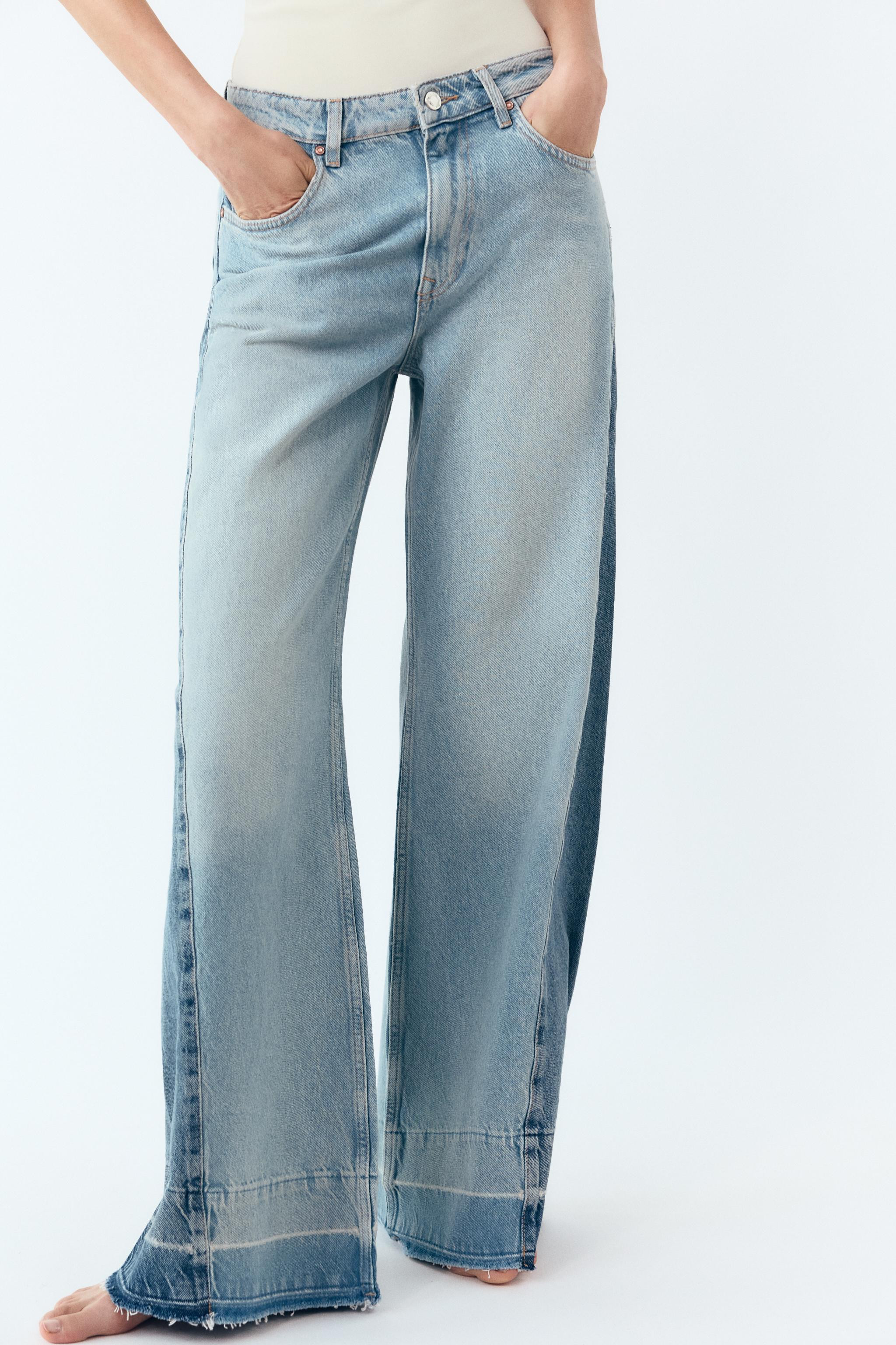 Z1975 CONTRAST MID-RISE WIDE LEG JEANS | Zara US