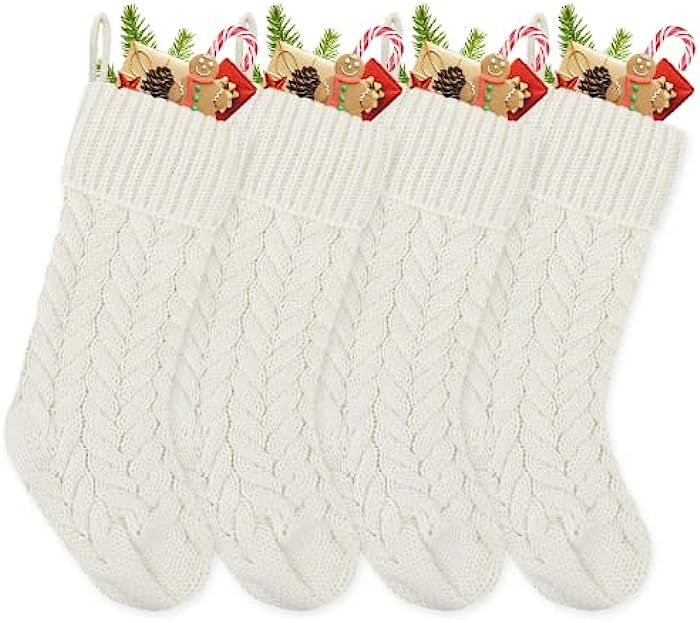 Christmas Stockings 4 Pack White Tocirelo - 18” Large Cable Knit Christmas Stockings Gifts & De... | Amazon (CA)