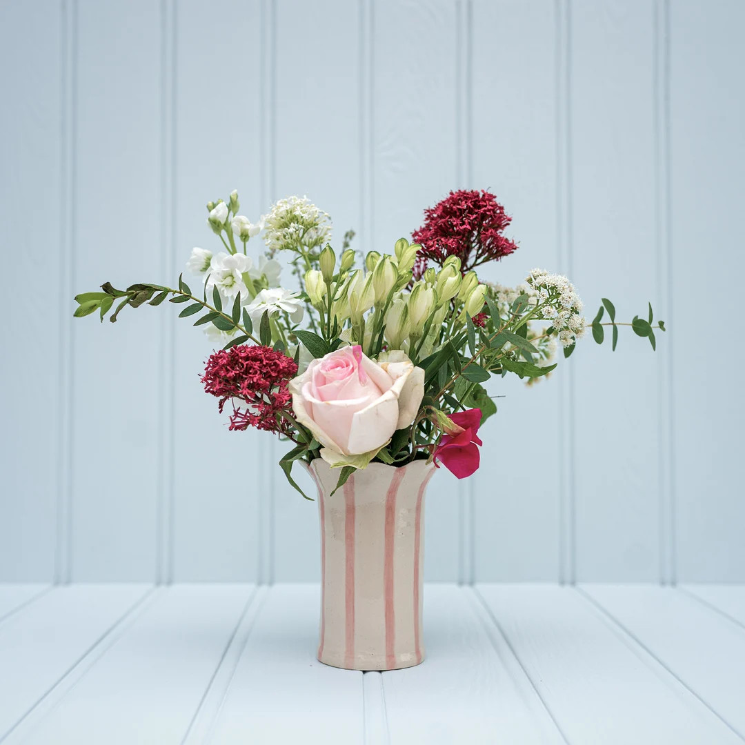 Daisy Vase Stoneware Scalloped Striped - Etsy UK | Etsy (UK)