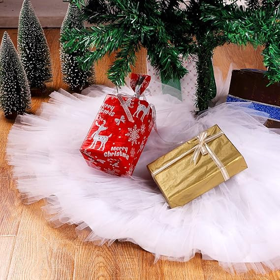 Christmas Tree Skirt Ruffle Tree Skirt 4-Layer Ruffled Skirt Round Tree Skirt for Xmas Holiday De... | Amazon (US)