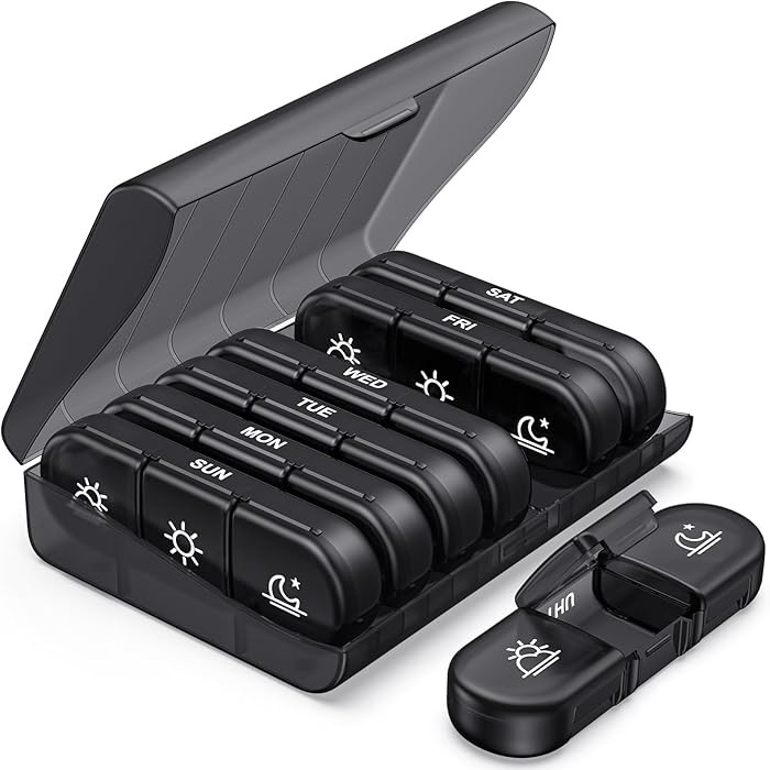 PULIV Weekly Pill Organizer 3 Times a Day, Portable Travel Pill Box 7 Day with Large Pill Contain... | Amazon (US)