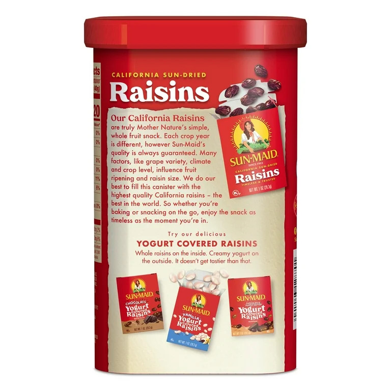 Sun-Maid California Sun-Dried Raisins, Dried Whole Fruit, 20 oz - Walmart.com | Walmart (US)