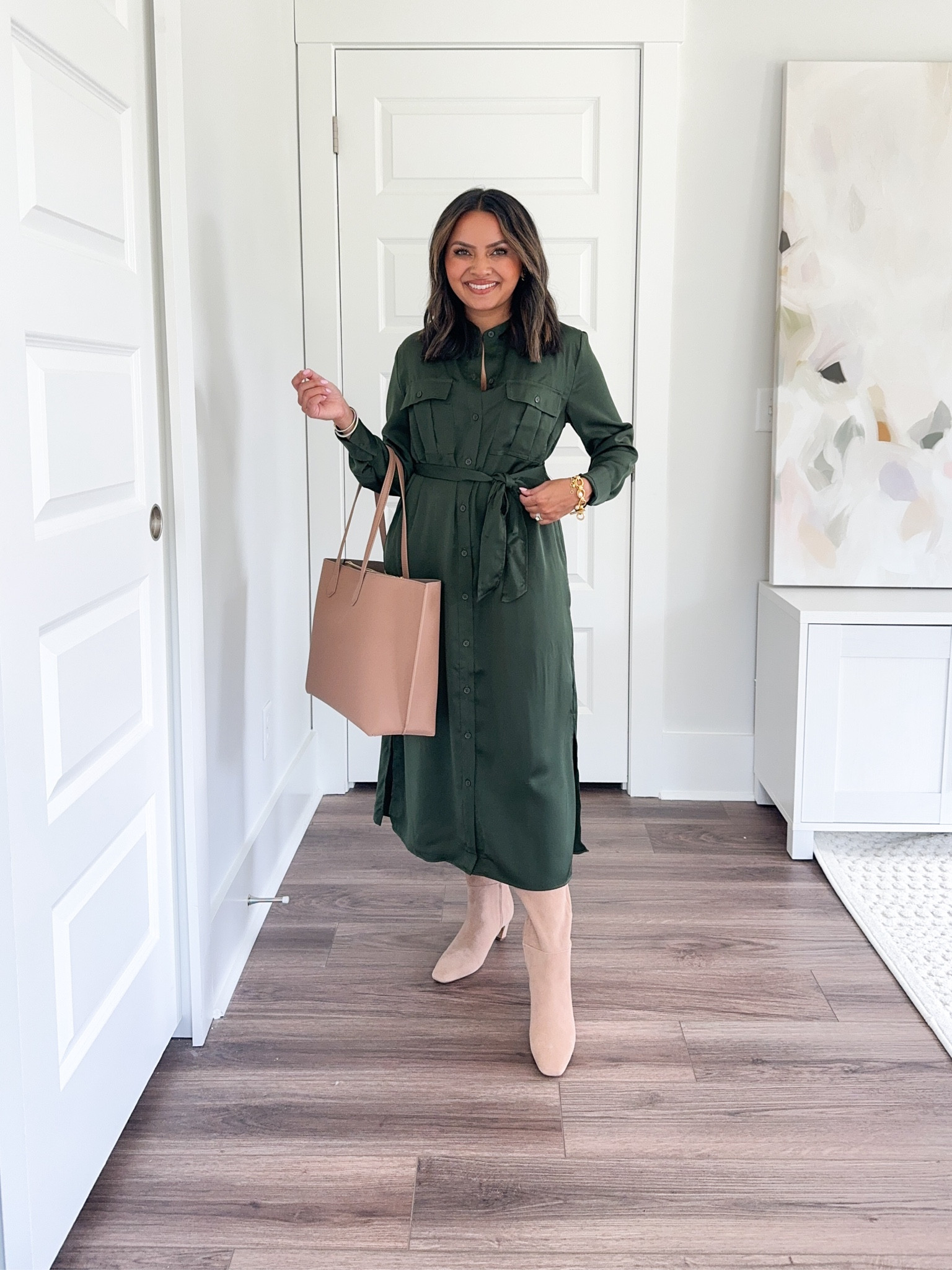 Olive green button down dress size xs TTS
Tan boots size 5.5 TTS

Workwear 
Work outfit 
Office outfit 
Summer outfits 
Teacher outfits 
Back to school 

Honey Sweet Petite 
Honeysweetpetite 


#LTKStyleTip #LTKFindsUnder50 #LTKWorkwear