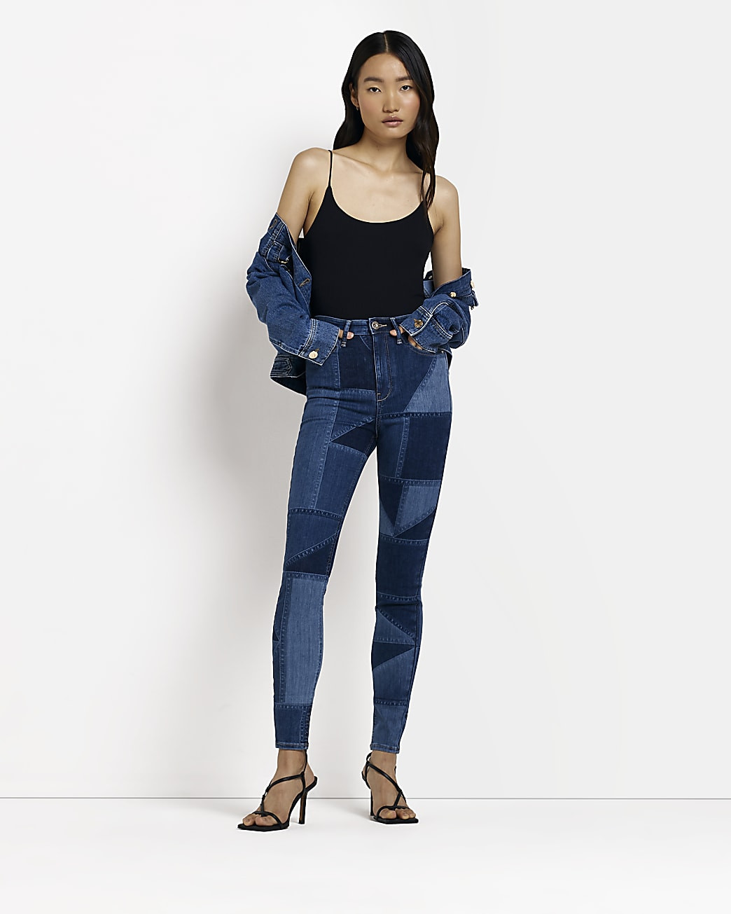 Blue high waisted skinny jeans | River Island (US)