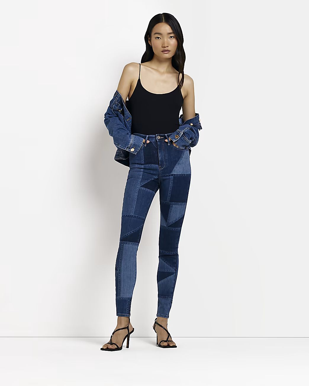 Blue high waisted skinny jeans | River Island (US)