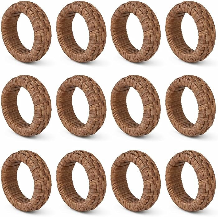 Cane Napkin Rings, Dark Brown, 12-Pack | Amazon (US)