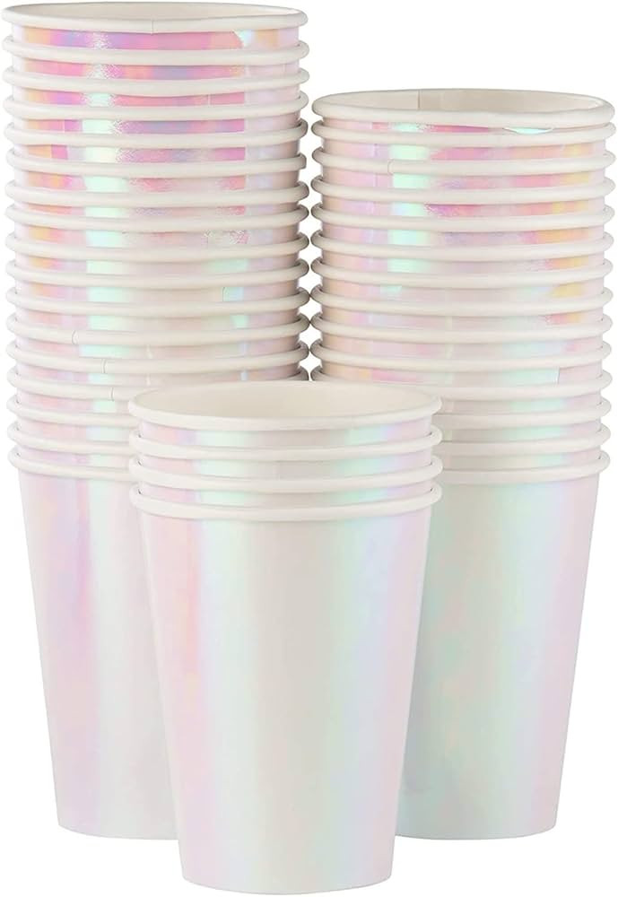Juvale 36-Pack Iridescent Party Supplies - 12 oz Iridescent Paper Cups, Disposable Party Cups for... | Amazon (US)