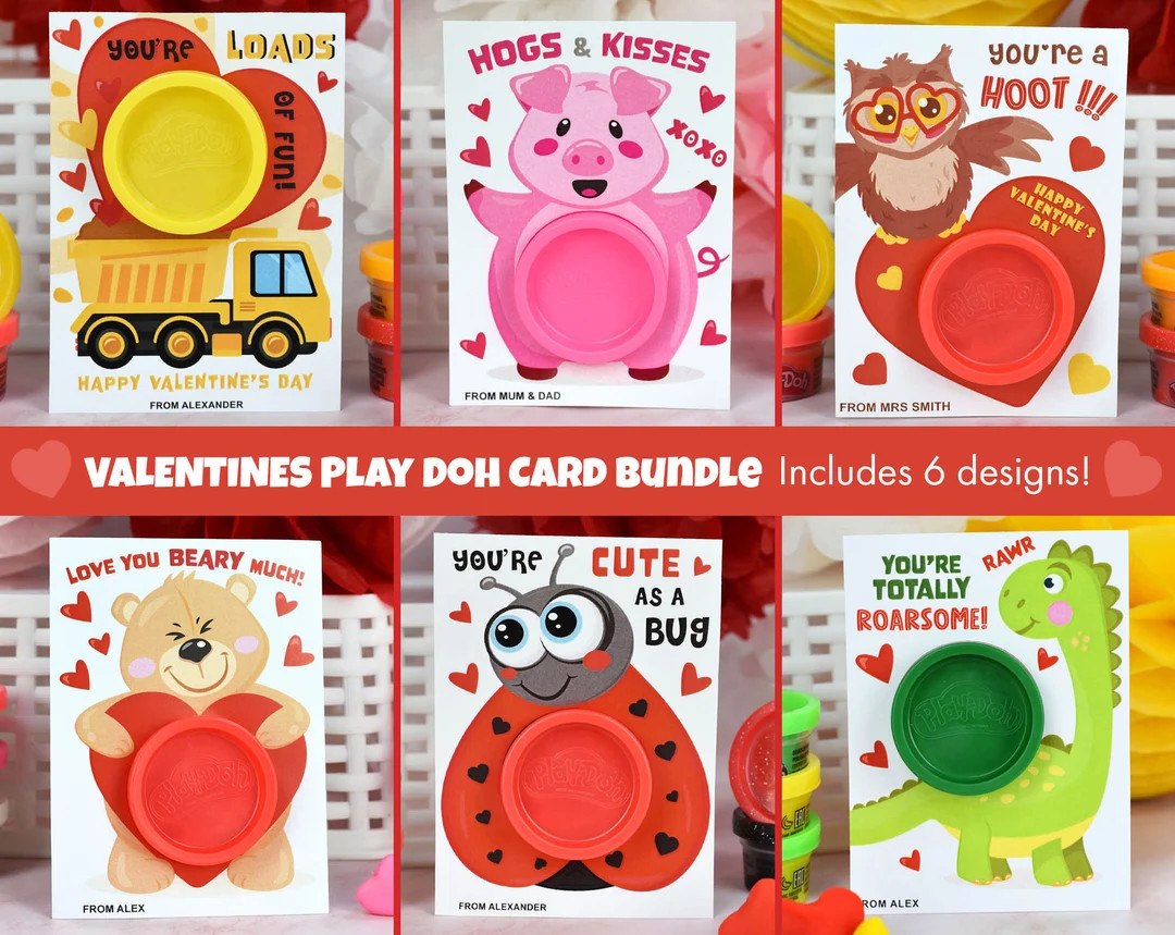 Play-Doh Valentines Gift Card | Printable Class Mates Gift | Non-candy Gift | Small Gift DIY Play... | Etsy (US)