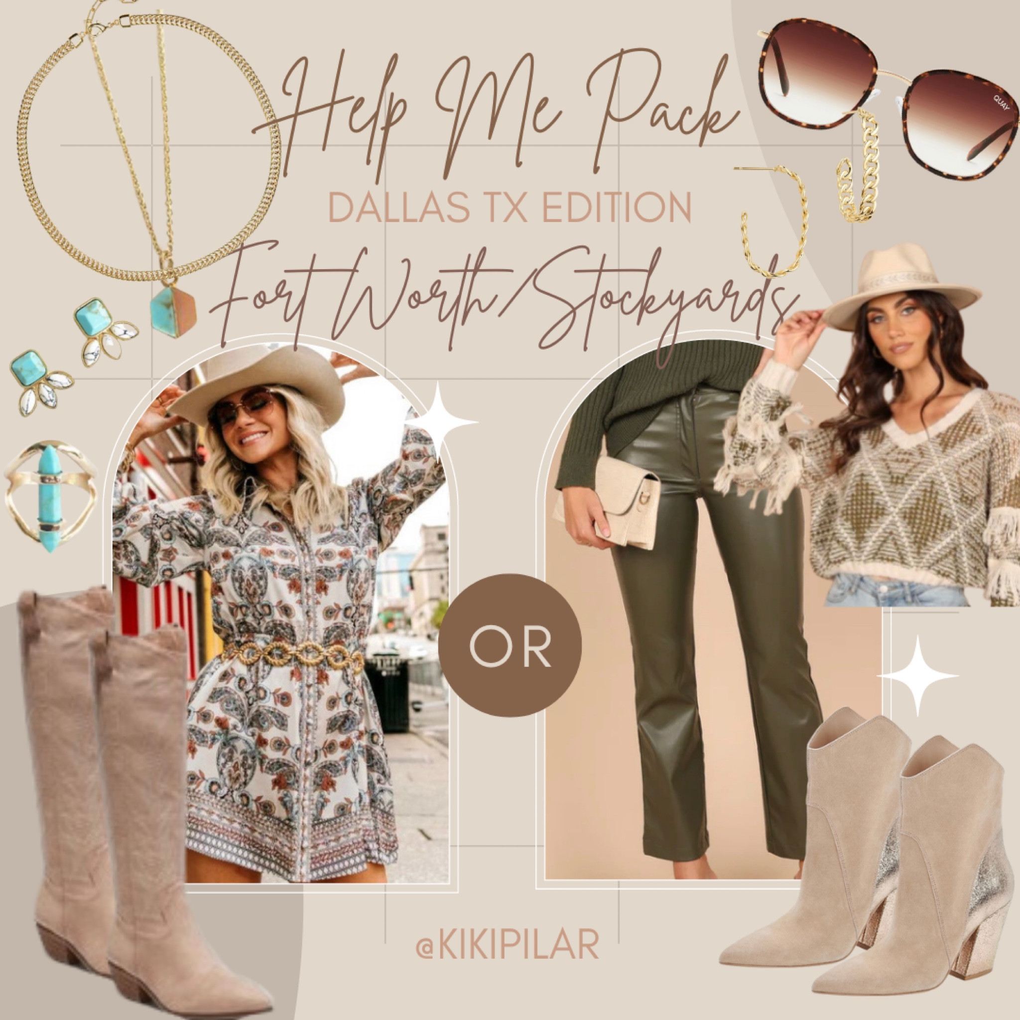 Dallas TX
Fort Worth
Stockyards
Travel
Outfit inspo
Western 
Bandana 
Bandana dress
Printed dress
White dress
Paisley print
Leather pants
Fringe sweater 
Sage green
Olive green
Cowgirl boots
Western boots
Cowboy boots
Suede boots
Target
Dolce vita 
Wide brimmed hat 
Turquoise jewelry 
Western jewelry 

#LTKsalealert #LTKstyletip #LTKtravel