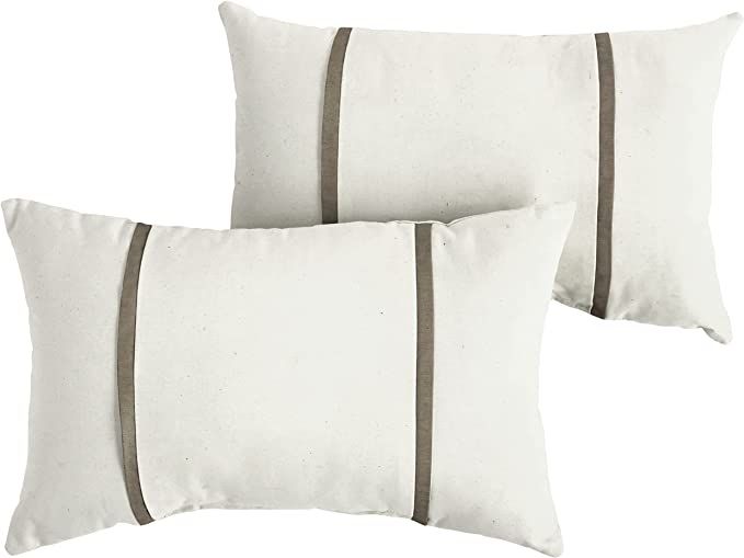 Mozaic Company Indoor Outdoor Sunbrella Lumbar Pillows, Set of 2, 2 Count (Pack of 1), Canvas Nat... | Amazon (US)