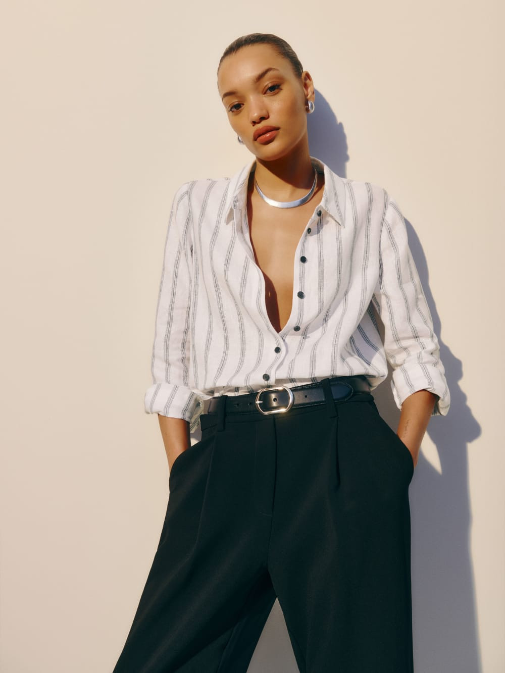 Sky Relaxed Linen Top | Reformation (Global)