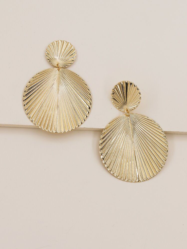 Ribbed Round Drop Earrings | SHEIN