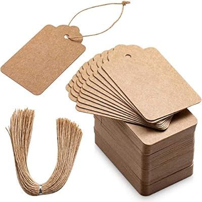 Primbeeks 200pcs Premium Gift Tags, Double-Sided Available Kraft Paper Price Tags with 200 Root N... | Amazon (US)