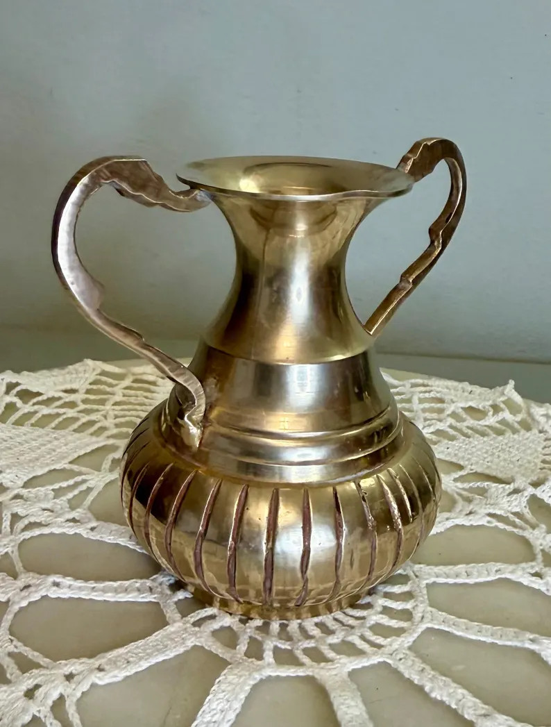Vintage Brass Vase | Double Handled Urn, Made in India - Etsy | Etsy (US)