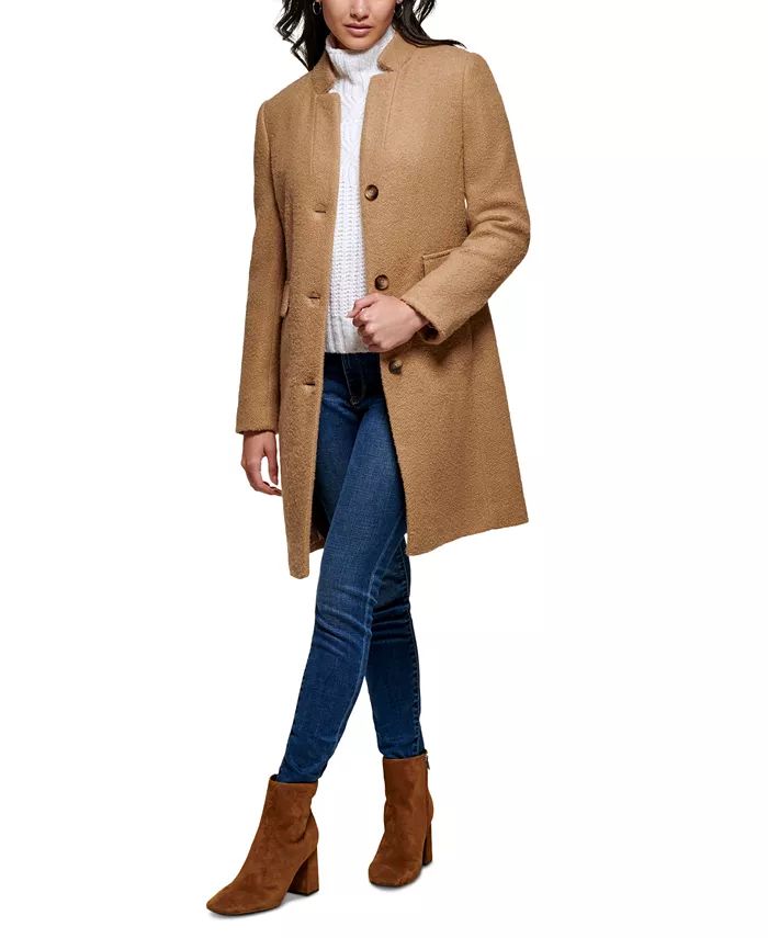 DKNY Women's Single-Breasted Boucle Walker Coat, Created for Macy's & Reviews - Coats & Jackets -... | Macys (US)