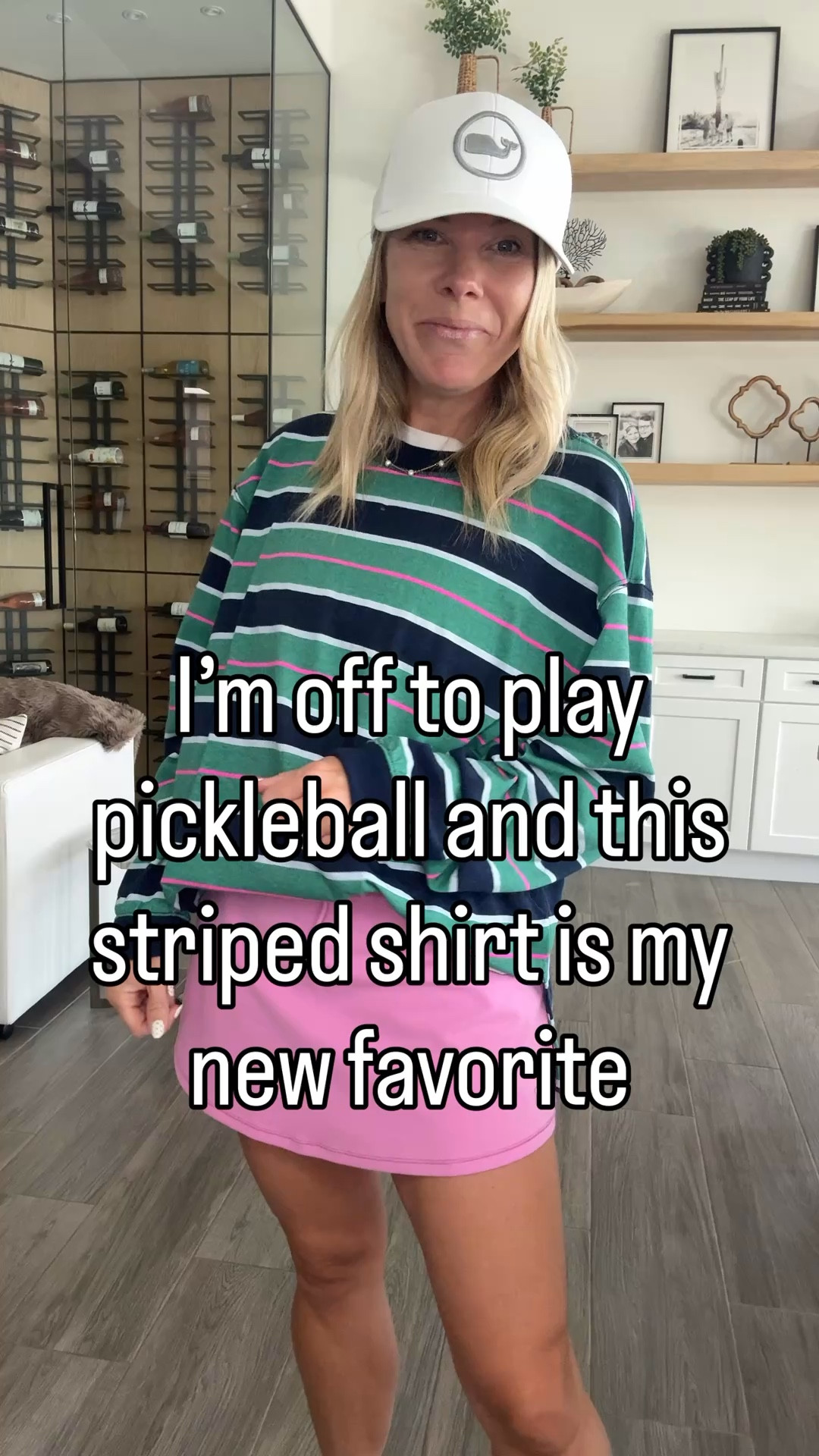 Striped shirt runs very oversized. In the XS. Small vuori skirt (exact color from last year). Nikes run tts 

#LTKmomlife #LTKootd #LTKActive
