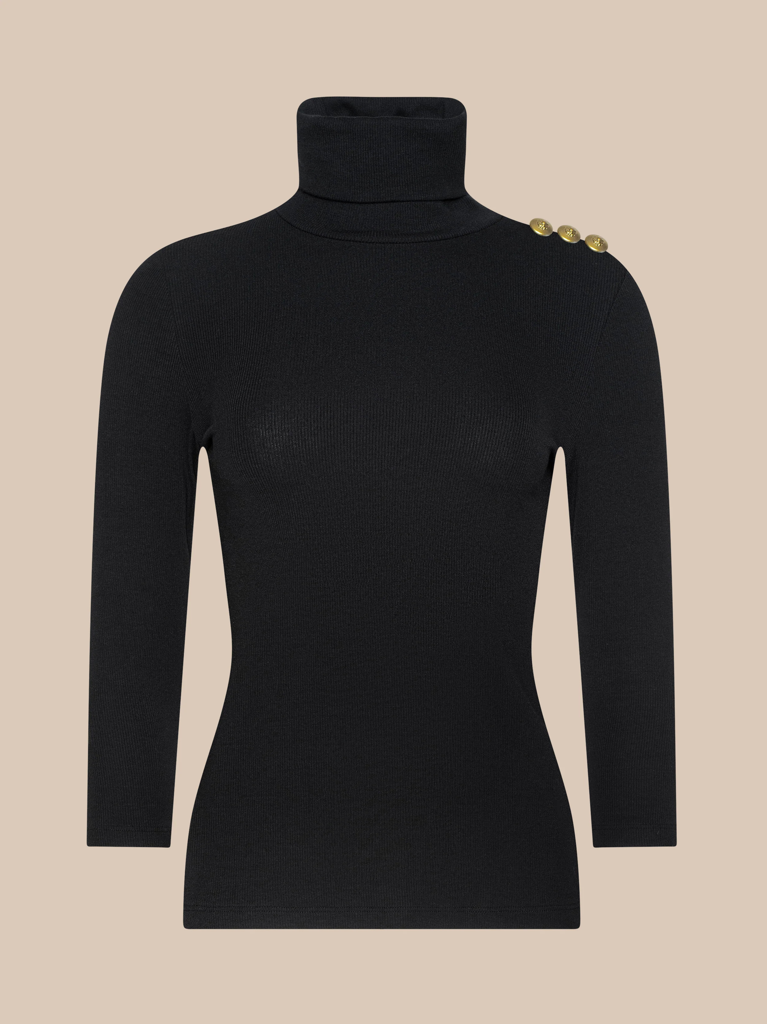 L'AGENCE Aja Turtleneck In Black/Gold | L'Agence