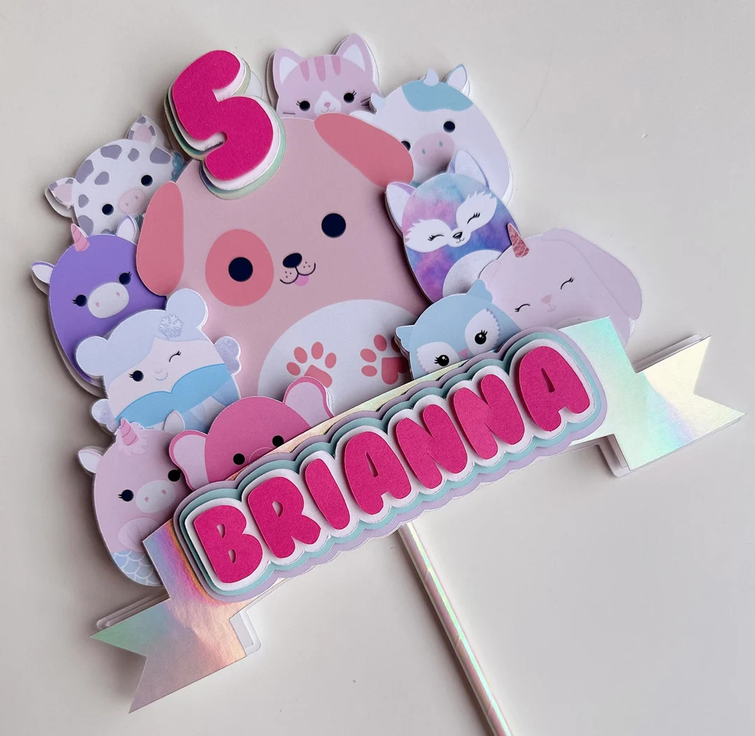 Squish Cake Topper, Squishy Birthday Topper, 2nd Birthday, Custom Name Banner, Smash Cake, Cake D... | Etsy (US)