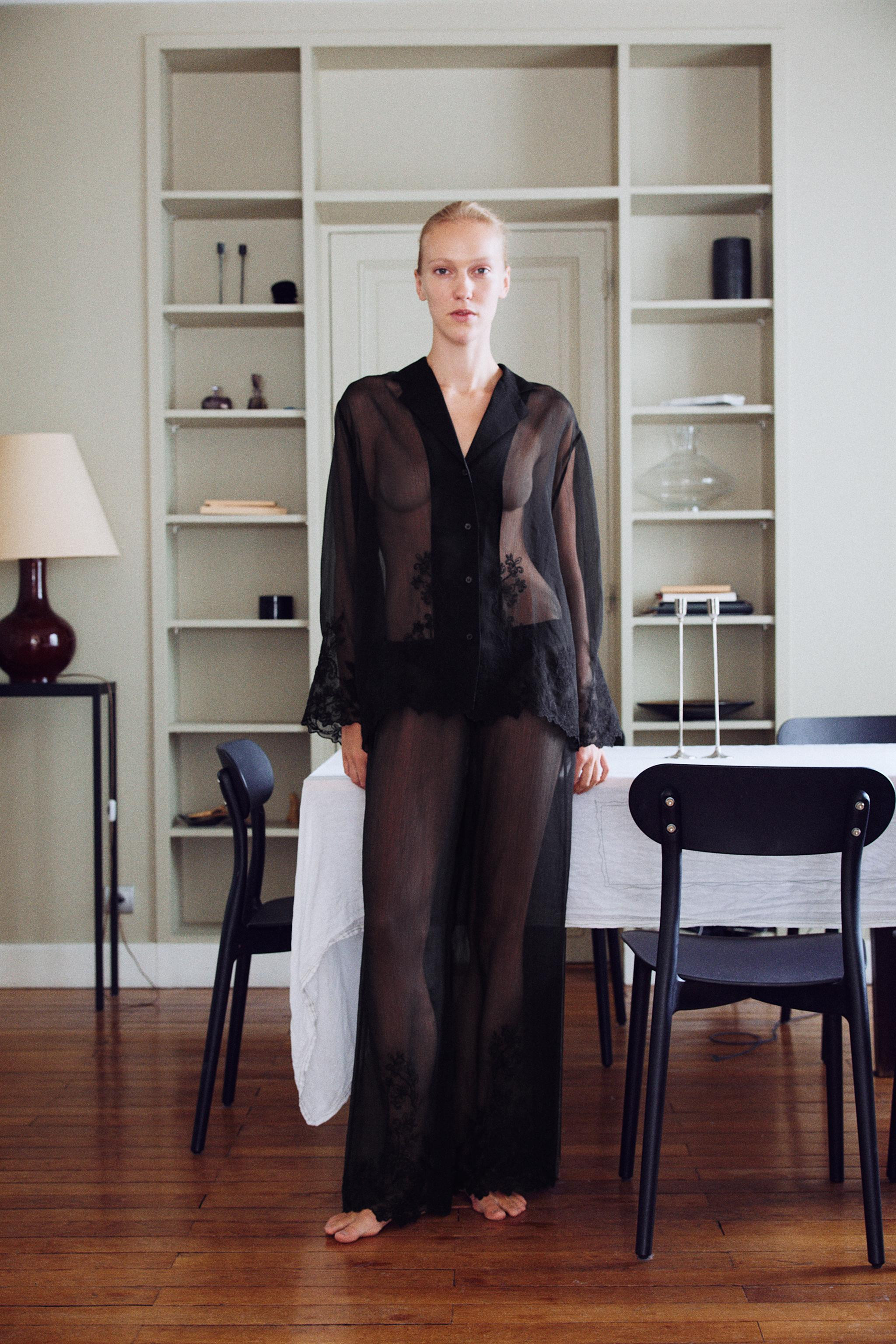 SEMI-SHEER EMBROIDERED BLOUSE | Zara UK