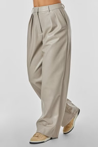 Faux Leather Trouser - Stone | The Noli Shop