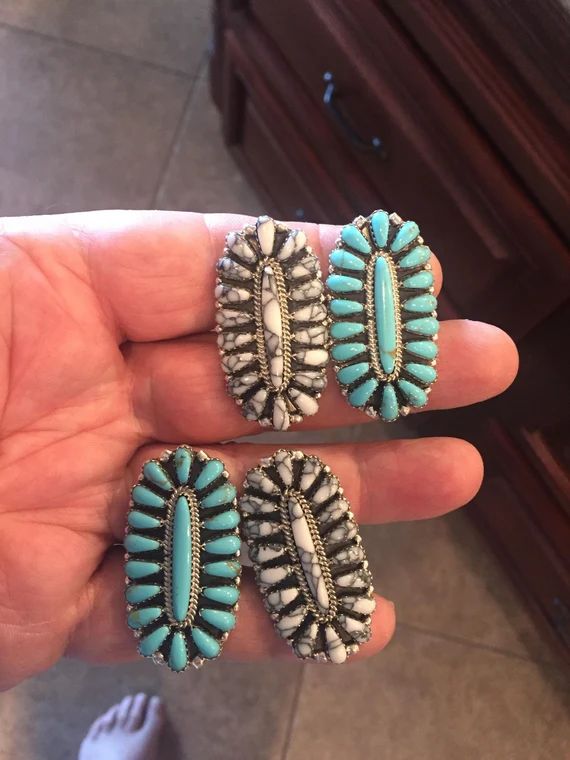 Turquoise or White Buffalo Zuni Cluster Rings Sterling | Etsy | Etsy (US)