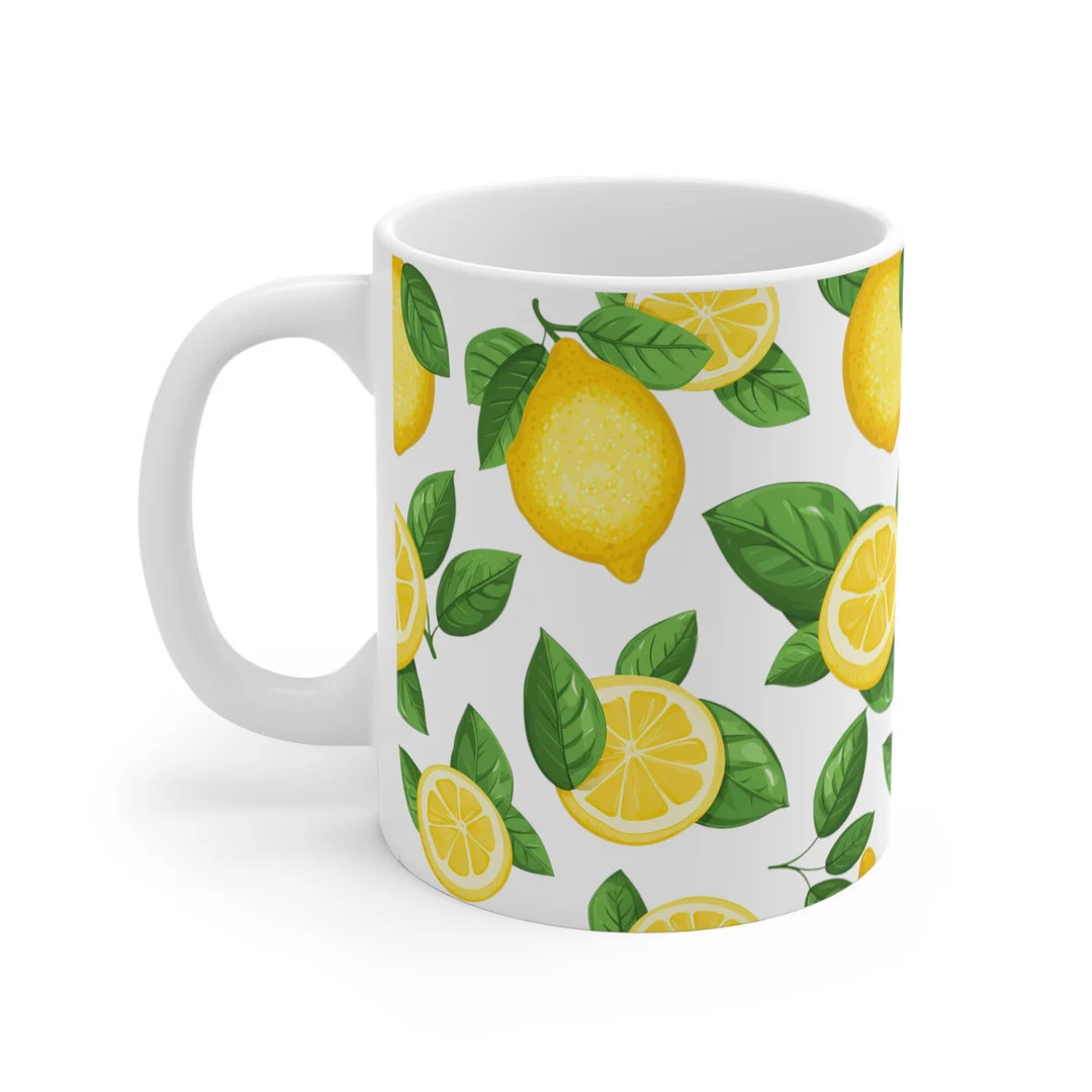 Lemon Mug, Fruit Mug, Fruits Mug, Plant Mug, Plants Mug, Colorful Mug, Yellow Mug, Food Mug, Heal... | Etsy (US)