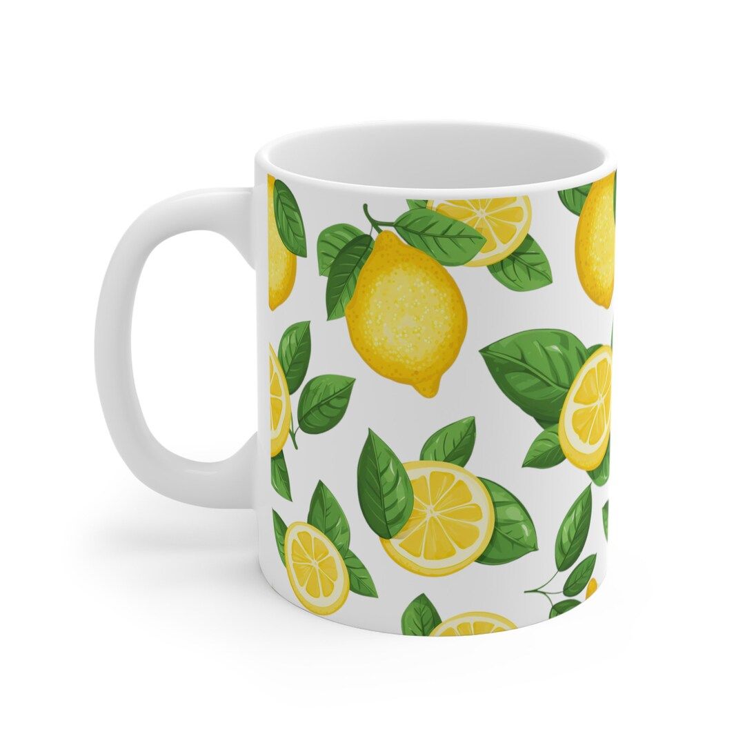 Lemon Mug, Fruit Mug, Fruits Mug, Plant Mug, Plants Mug, Colorful Mug, Yellow Mug, Food Mug, Heal... | Etsy (US)